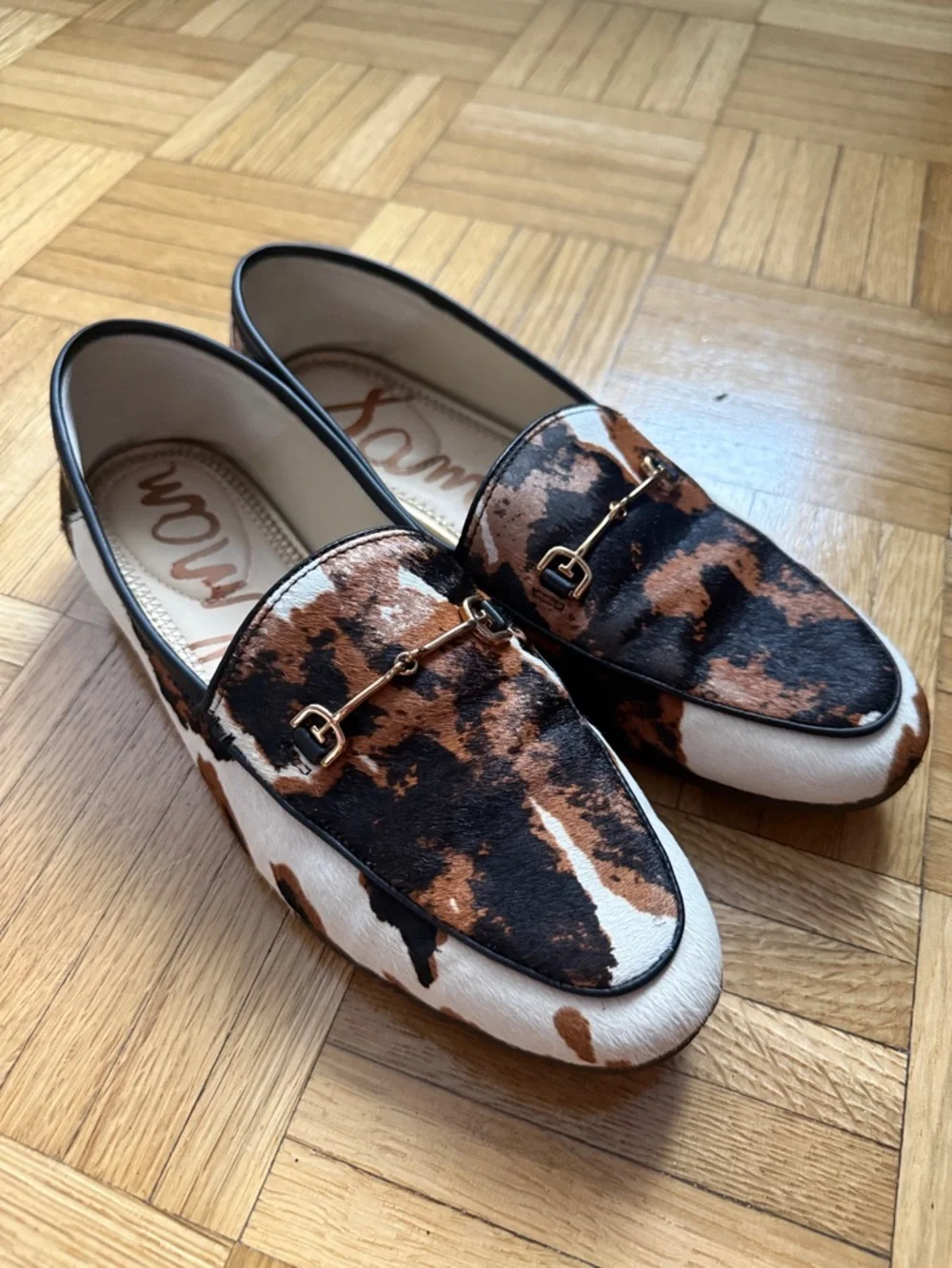 Sam Edelman Leather Calf Hair Cow Print Loraine Loafers
